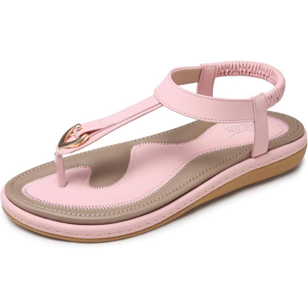imageSHIBEVER Womens Sandals Summer Flat Dressy Casual TStrap Flip Flop Thong Flats Sandals  Comfortable Walking220 Light Pink