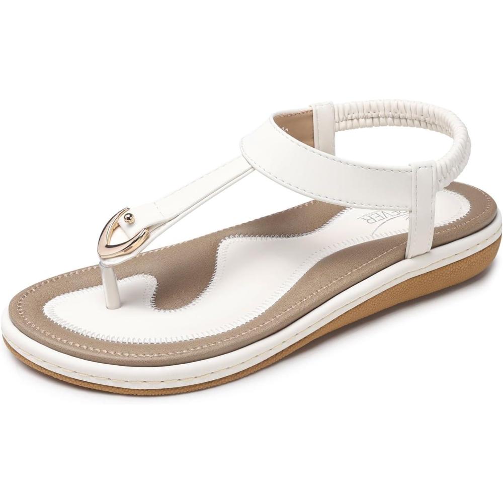 imageSHIBEVER Womens Sandals Summer Flat Dressy Casual TStrap Flip Flop Thong Flats Sandals  Comfortable Walking220 White