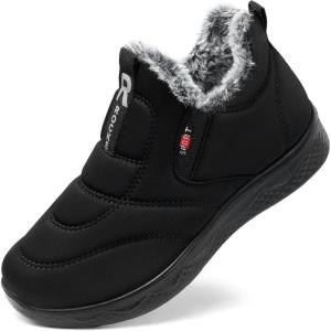 SHIBEVER Womens Winter Snow Boots: Waterproof Insulated Warm Fur Lined Ankle Slip On Walking Comfortable Outdoor Boot(2751-black)