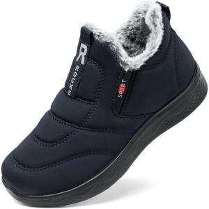 SHIBEVER Womens Winter Snow Boots: Waterproof Insulated Warm Fur Lined Ankle Slip On Walking Comfortable Outdoor Boot(2751-blue)