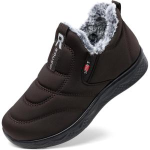 SHIBEVER Womens Winter Snow Boots: Waterproof Insulated Warm Fur Lined Ankle Slip On Walking Comfortable Outdoor Boot(2751-brown)