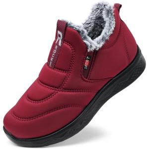 SHIBEVER Womens Winter Snow Boots: Waterproof Insulated Warm Fur Lined Ankle Slip On Walking Comfortable Outdoor Boot(2751-red)