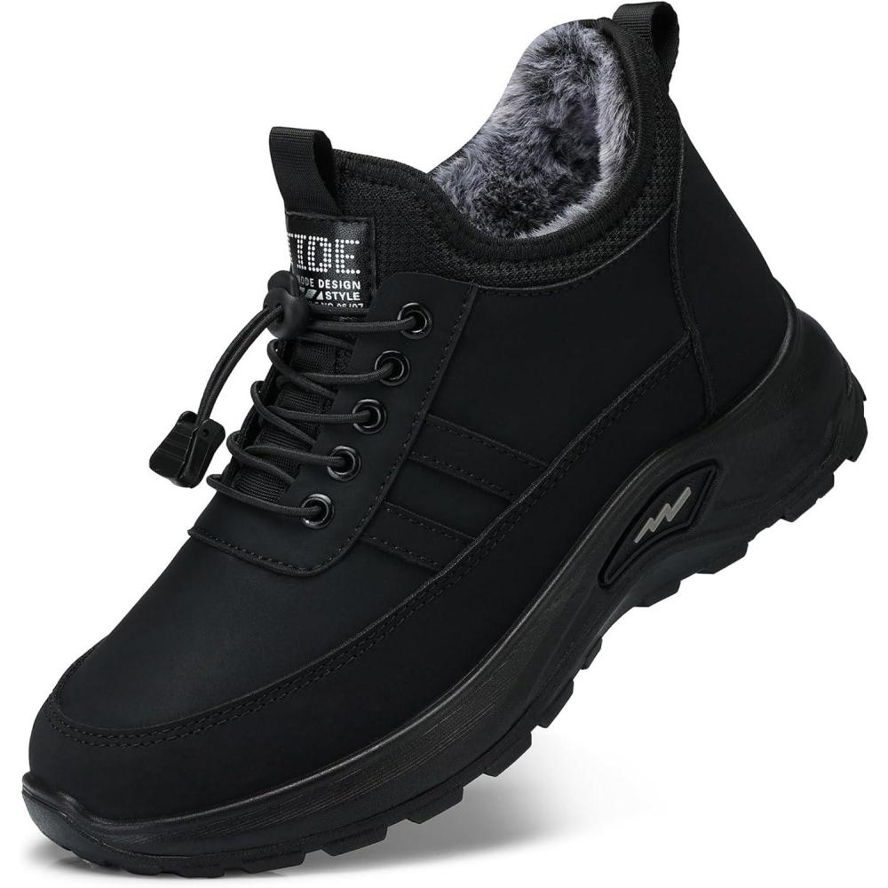 imageSHIBEVER Winter Snow Boots for Women Warm Fur Lined Ankle Booties Comfortable Slip on Waterproof Outdoor Short Shoes69black