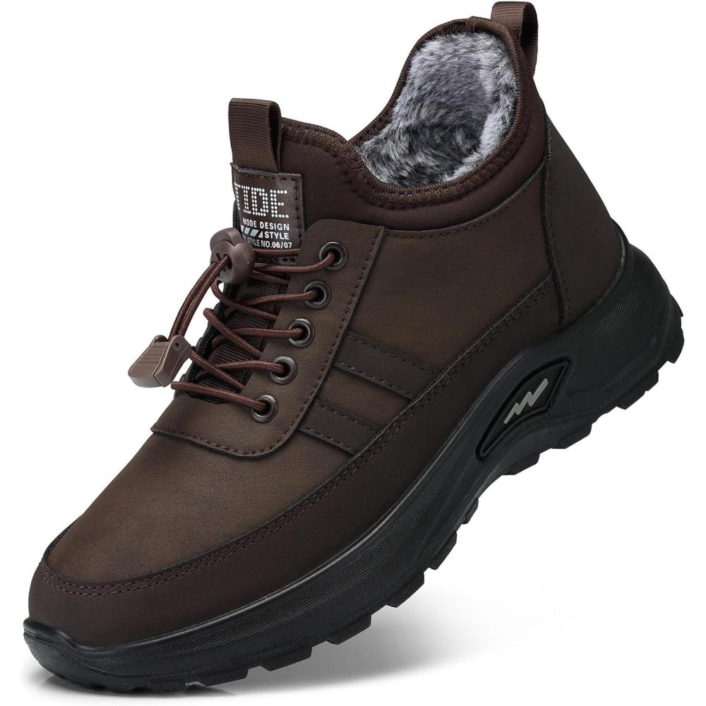 imageSHIBEVER Winter Snow Boots for Women Warm Fur Lined Ankle Booties Comfortable Slip on Waterproof Outdoor Short Shoes69brown