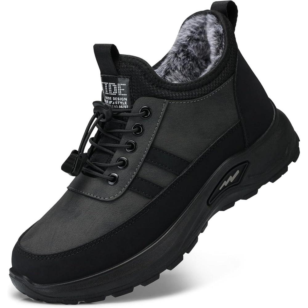 imageSHIBEVER Winter Snow Boots for Women Warm Fur Lined Ankle Booties Comfortable Slip on Waterproof Outdoor Short Shoes69grey