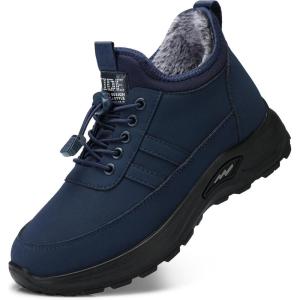 SHIBEVER Winter Snow Boots for Women: Warm Fur Lined Ankle Booties Comfortable Slip on Waterproof Outdoor Short Shoes(69-blue)