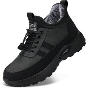 SHIBEVER Winter Snow Boots for Women: Warm Fur Lined Ankle Booties Comfortable Slip on Waterproof Outdoor Short Shoes(69-grey)