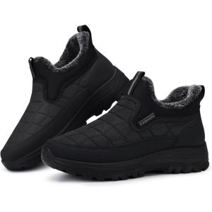 SHIBEVER Winter Waterproof Boots for Women: Snow Womens Ankle Fur Lined Shoes Slip On Warm Insulated Winter Boot(Black 68)