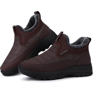 SHIBEVER Winter Waterproof Boots for Women: Snow Womens Ankle Fur Lined Shoes Slip On Warm Insulated Winter Boot(Brown 68)