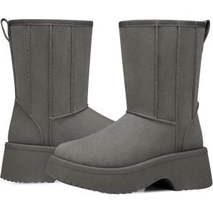 SHIBEVER Women’s Snow Boots Winter: Suede Fur Lined Waterproof Anti-Slip Furry Platform Women Ankle Snow Boots(29 Grey)