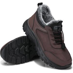 SHIBEVER Womens Winter Snow Boots: Women Ankle Booties Warm Fur Lined Waterproof Insulated Slip On Outdoor Shoes(77 Brown)