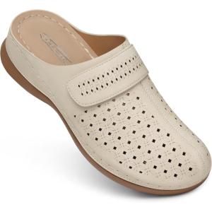 SHIBEVER Clogs for Women Mules Shoes: Comfortable Slip On Closed Toe Sandals Summer Casual Walking Platform Slides(Apricot)