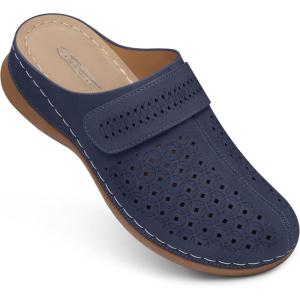 SHIBEVER Clogs for Women Mules Shoes: Comfortable Slip On Closed Toe Sandals Summer Casual Walking Platform Slides(Darkblue)