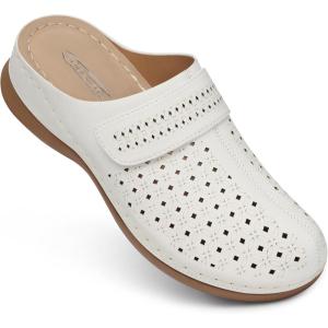 SHIBEVER Clogs for Women Mules Shoes: Comfortable Slip On Closed Toe Sandals Summer Casual Walking Platform Slides(White)