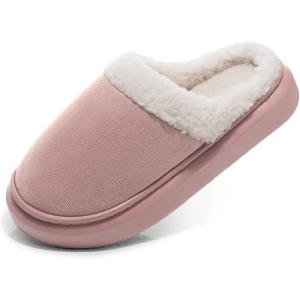 SHIBEVER Fuzzy Slippers Women Indoor: Memory Foam Warm House Shoes – Slip On Closed Toe Comfy Bedroom Slippers Women(73-pink)