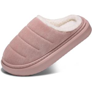 SHIBEVER Fuzzy Slippers Women Indoor: Memory Foam Warm House Shoes – Slip On Closed Toe Comfy Bedroom Slippers Women(74-pink)