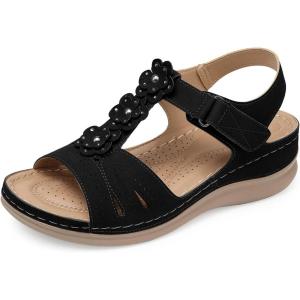 SHIBEVER Wedge Sandals for Women Dressy: Comfortable Summer Platform Casual Dress Women Sandal(68 Black)