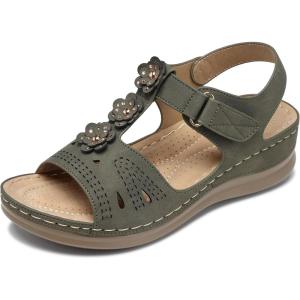 SHIBEVER Wedge Sandals for Women Dressy: Comfortable Summer Platform Casual Dress Women Sandal(68 Green)