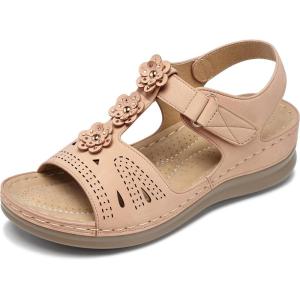 SHIBEVER Wedge Sandals for Women Dressy: Comfortable Summer Platform Casual Dress Women Sandal(68 Nude)