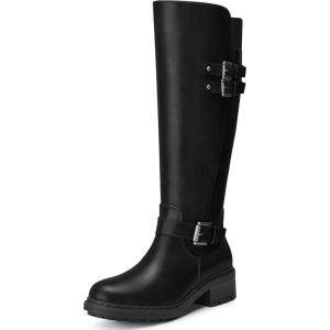 SHIBEVER Women’s Knee High Boots: Round Toe Side Zipper Motorcycle Riding Boots – Low Block Heel Tall Fall Boots 2026(35-black)
