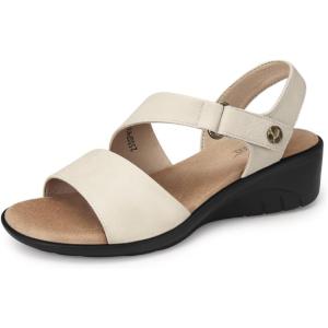 SHIBEVER Women’s Low Wedge Heel Sandals Dressy Summer Comfortable Ankle Strap Sandals Open Toe Causal Platform Shoes(Begie)