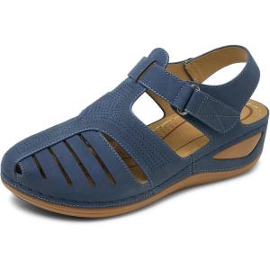 SHIBEVER Women’s Wedge Sandals Summer: Closed Toe Sandals for Women Platform Dressy Wedge Size 5-11(66 Royal Blue)