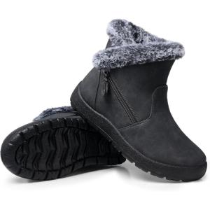 SHIBEVER Winter Boots for Women Waterproof: Womens Snow Boots Warm – Ankle Fur Lined Booties – Insulated Winter Shoes(Grey)