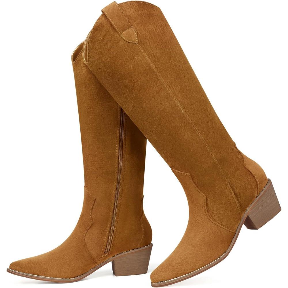 image:imageSHIBEVER Cowgirl Boots Knee High Womens Western Cowboy Boots Wide Calf