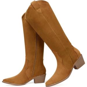 SHIBEVER Cowgirl Boots Knee High: Womens Western Cowboy Boots Wide Calf