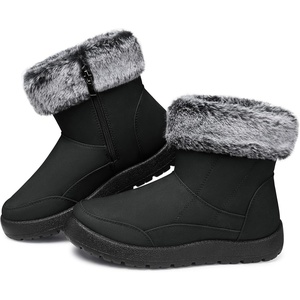 SHIBEVER Winter Boots for Women Snow: Waterproof Slip On Fur Woman Snow Boots Black Size 11 – Walking Comfortable Warm Shoes