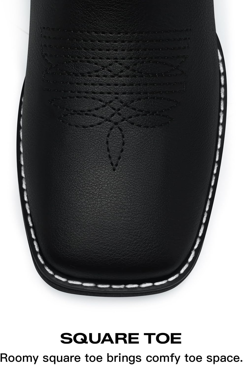 image:imageSHIBEVER Cowboy Cowgirl Boots for Women Western Square Toe Embroidered Comfortable Mid Calf Women BootsBlack