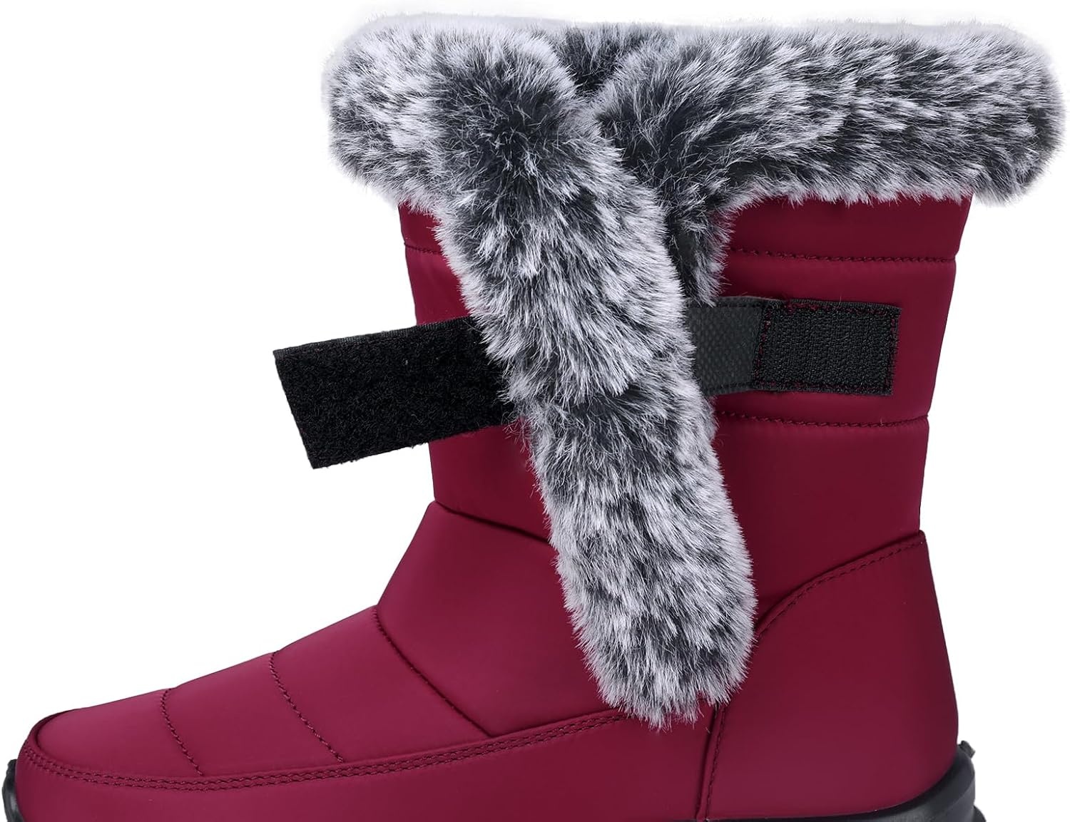 image:imageSHIBEVER Waterproof Winter Boots for Women Snow Mid Calf Fur Lined Warm Women Boot Outdoor Resistant Booties67 Red