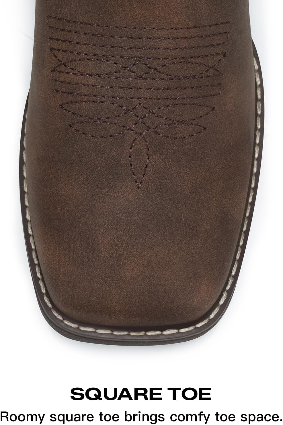 image:imageSHIBEVER Womens Western Cowboy Boots Square Toe Comfortable Wide MidCalf Embroidered PullOn Dress Cowgirl Boots with Arch Support for Theme Party amp Country ConcertDark Brown